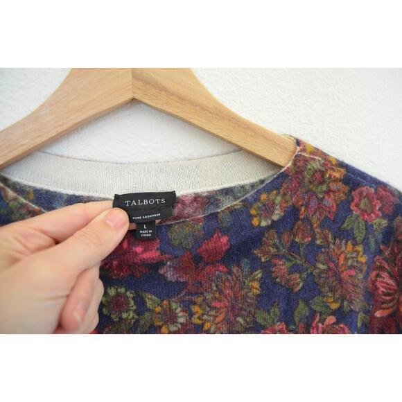 Talbots Floral Cashmere Sweater Size Large - Picture 2 of 5